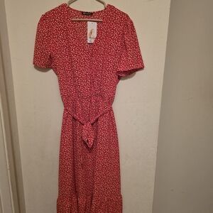 Pretty Garden Elegant Red Floral Maxi Dress Size XL